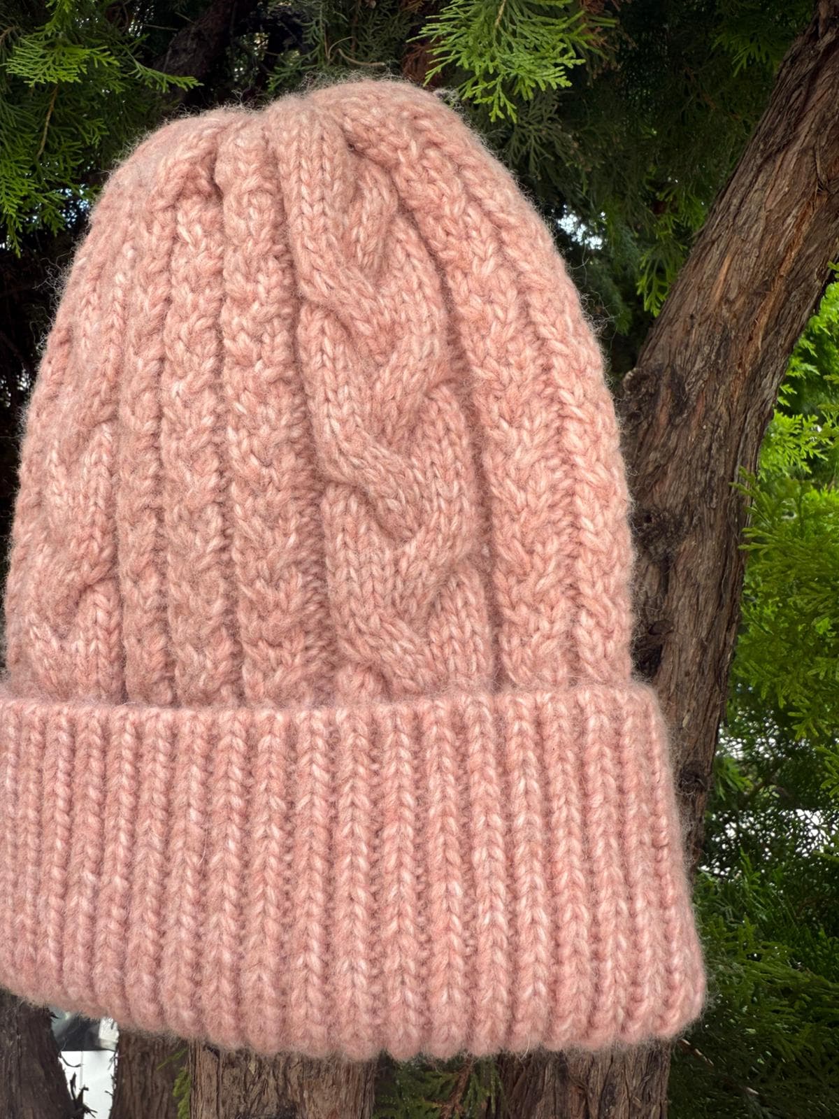 14912 Saç Örgü Desenli Pembe Bere görsel 4