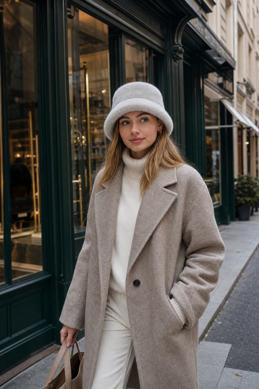 14817 Gri Peluş Bucket Şapka görsel 2