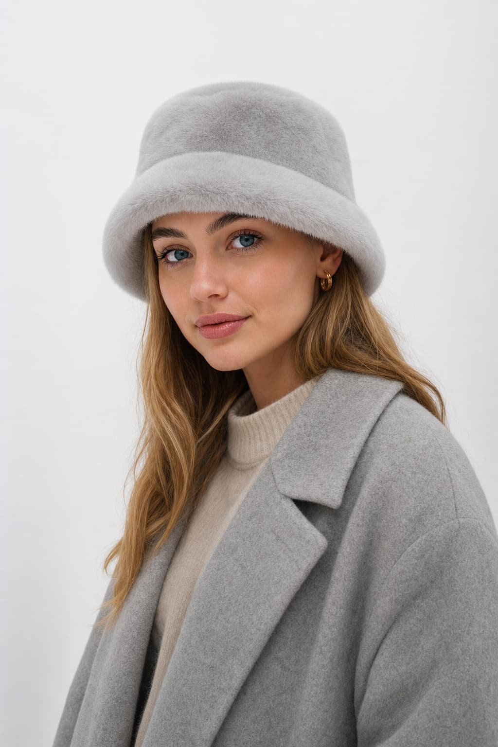 14817 Gri Peluş Bucket Şapka görsel 3