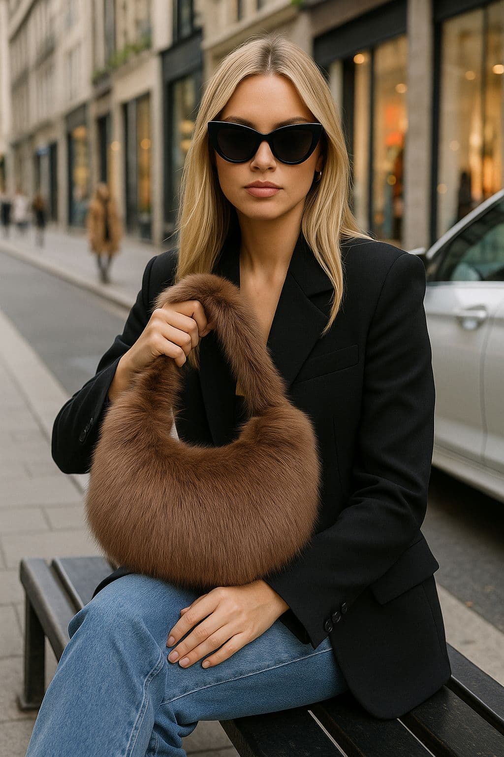 NWC-001 Kahverengi Peluş Çanta görsel 2