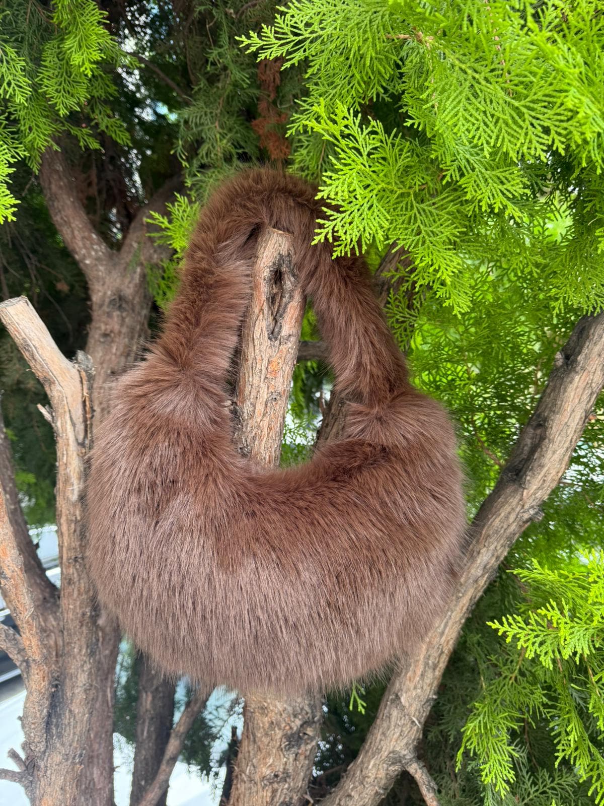 NWC-001 Kahverengi Peluş Çanta görsel 5