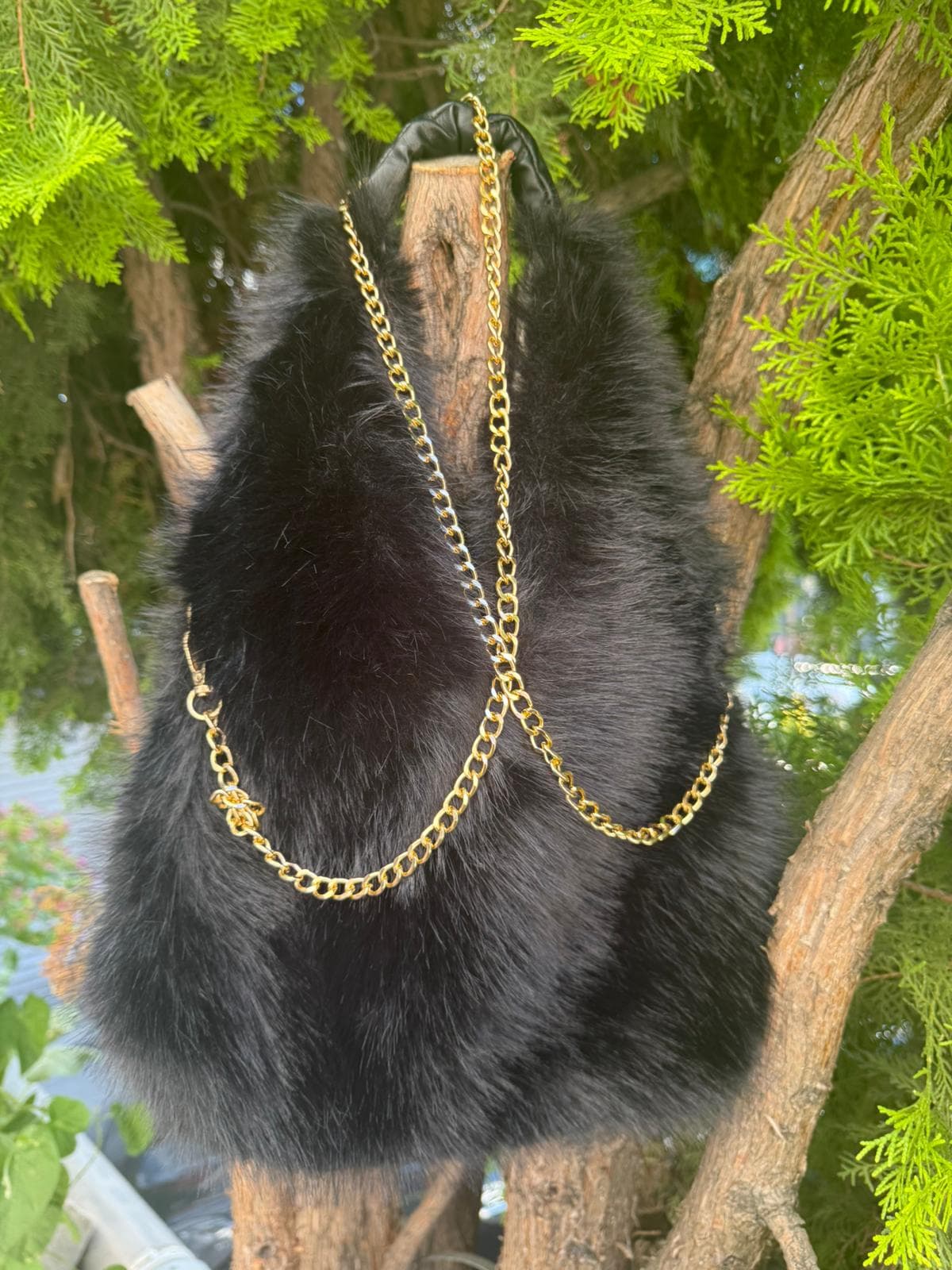 NWC-021 Mango Kumaş Peluş Suni Deri Saplı Siyah Çanta görsel 5