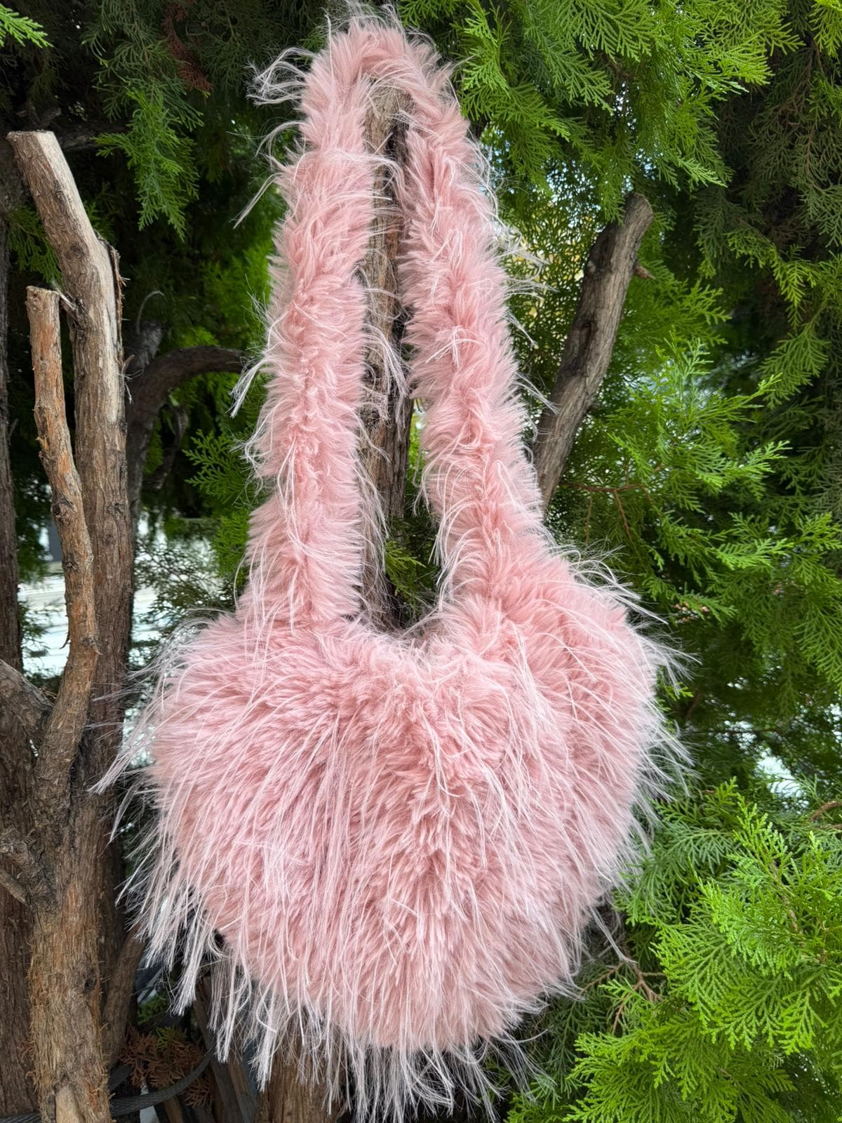 NWC-052 Peluş Püsküllü Pembe Çanta görsel 2