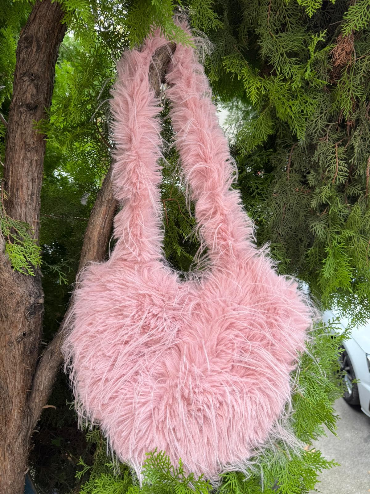 NWC-052 Peluş Püsküllü Pembe Çanta görsel 5