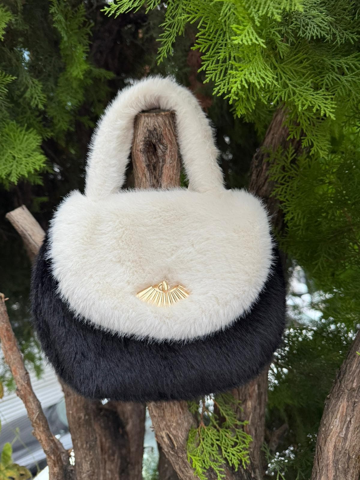 NWC-040 Peluş Bej Çanta görsel 2