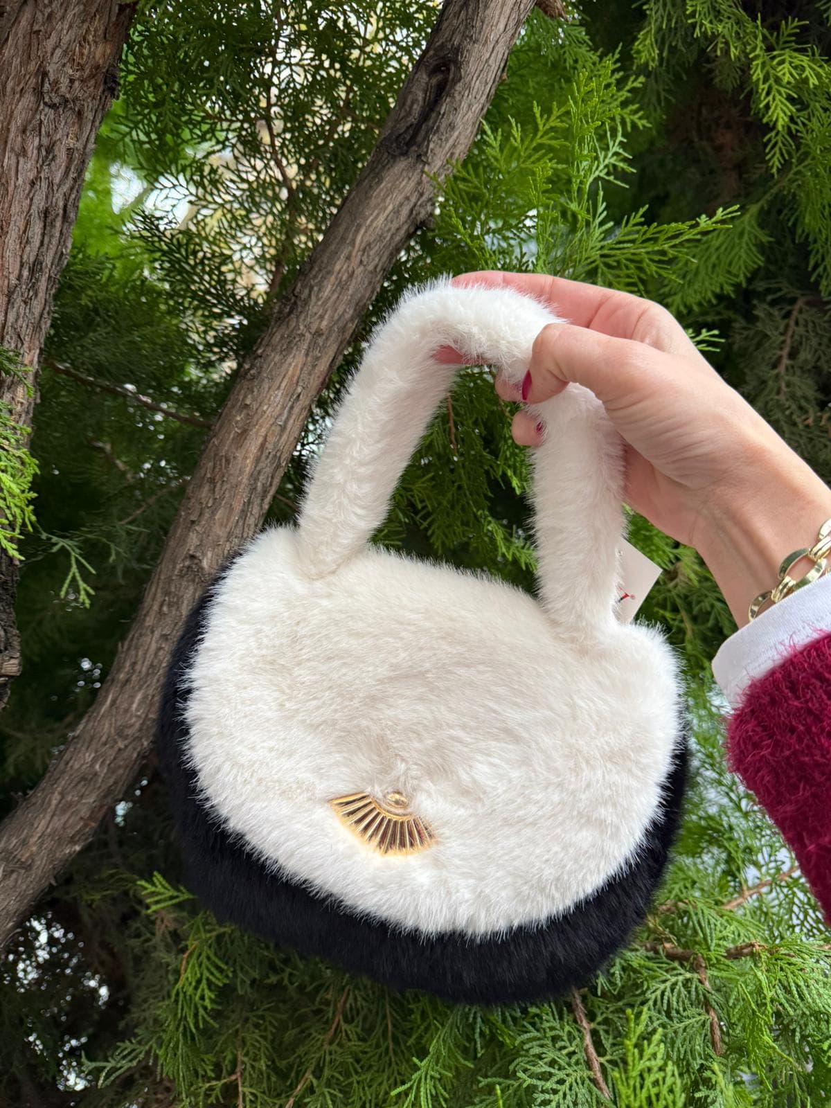 NWC-040 Peluş Bej Çanta görsel 4