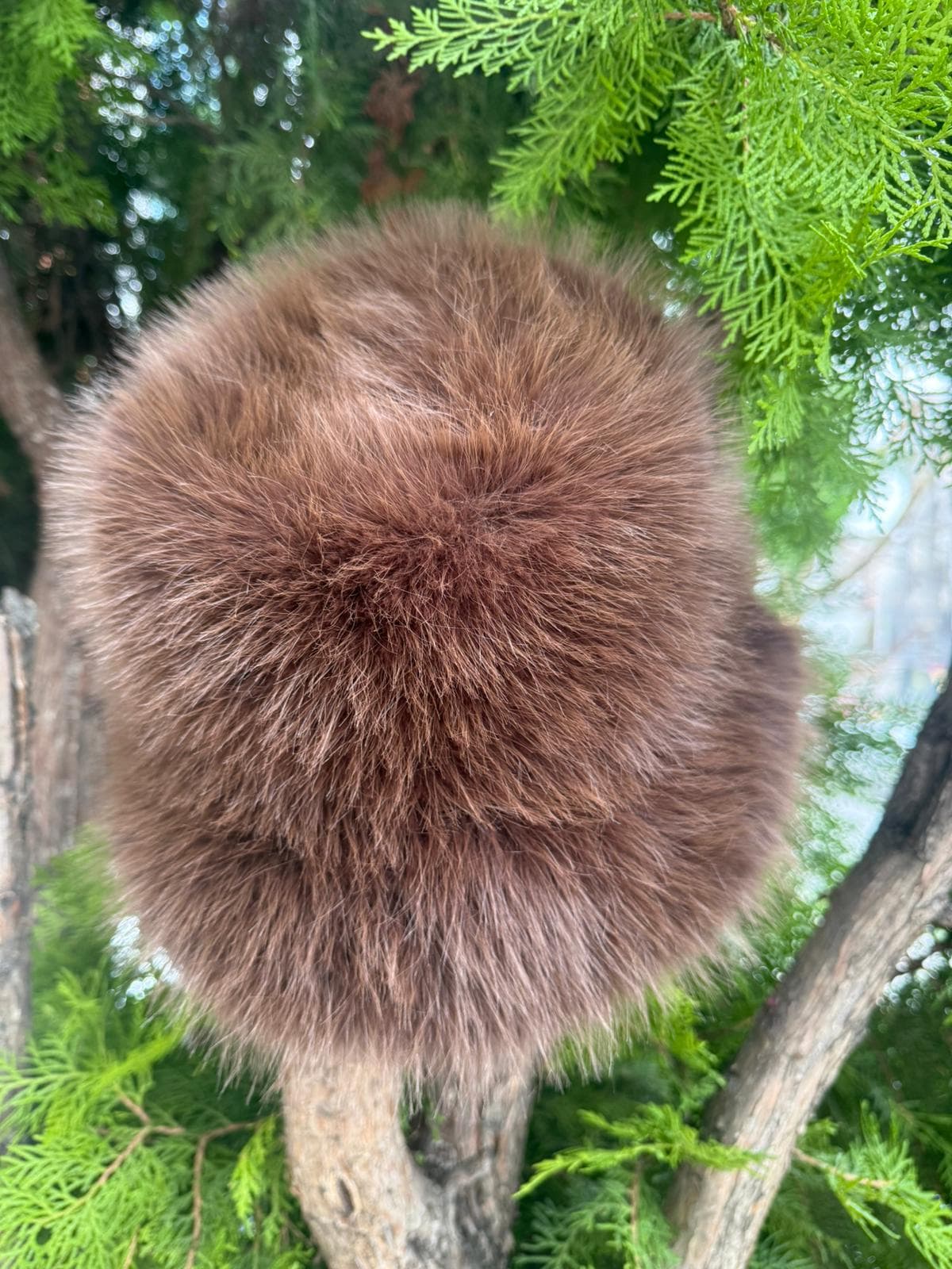 14500 Mango Kumaş Kahverengi Peluş Kalpak Şapka görsel 5