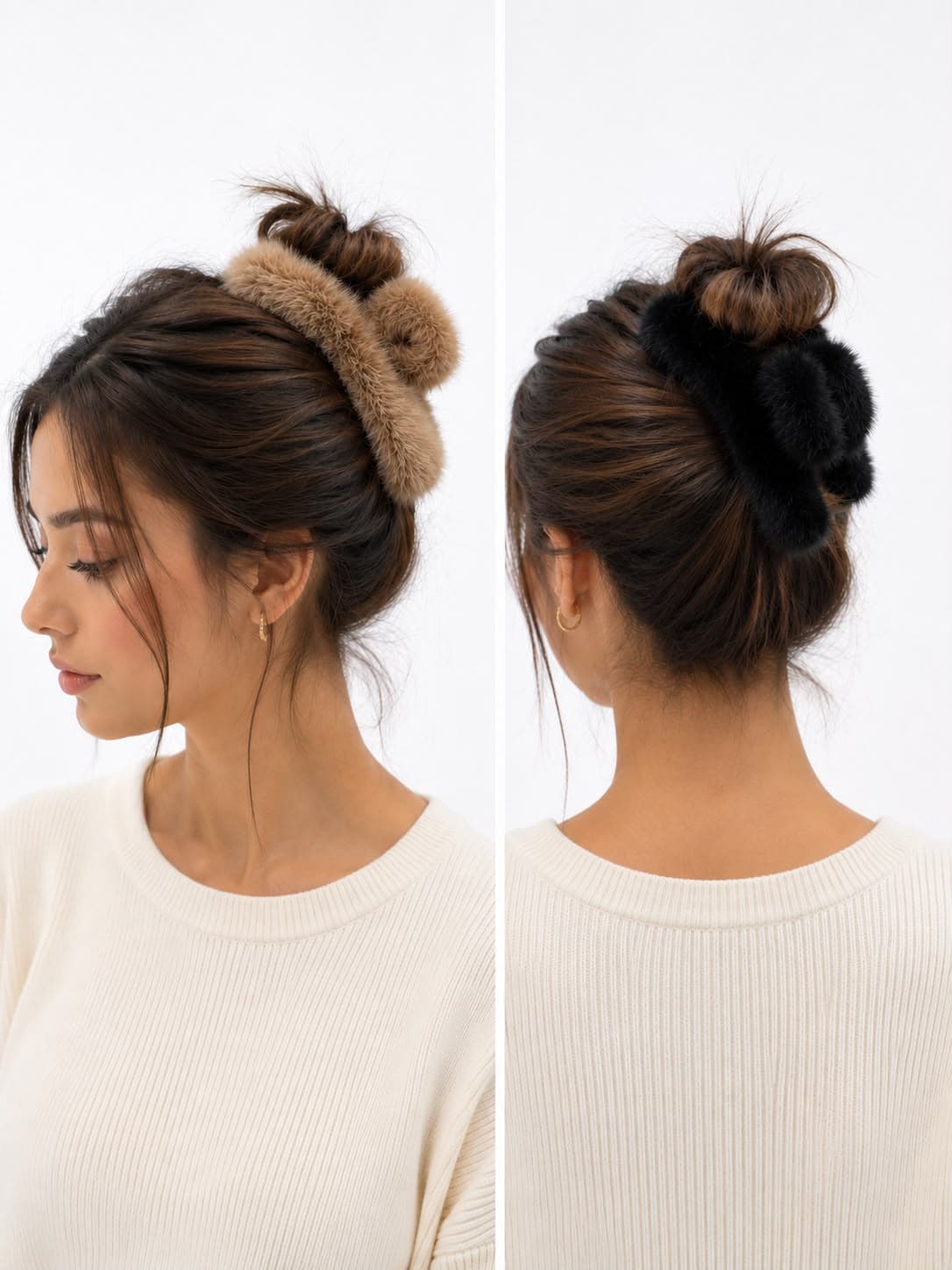 T17-1 Camel ve Siyah Mandal Toka 2'li Set